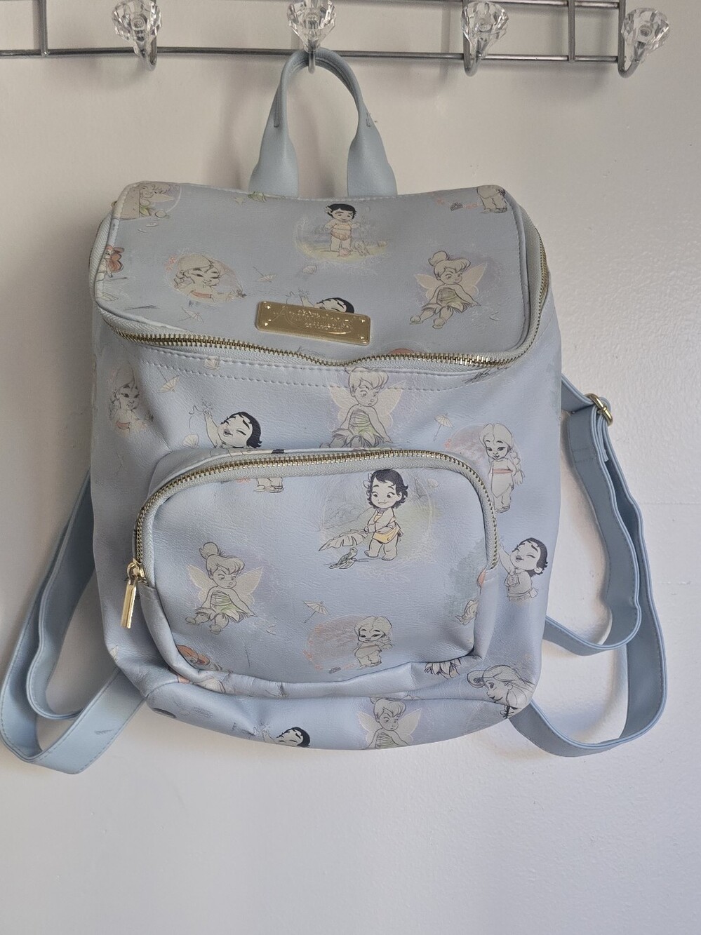 Pastel Blue Character-Print Women's Backpack